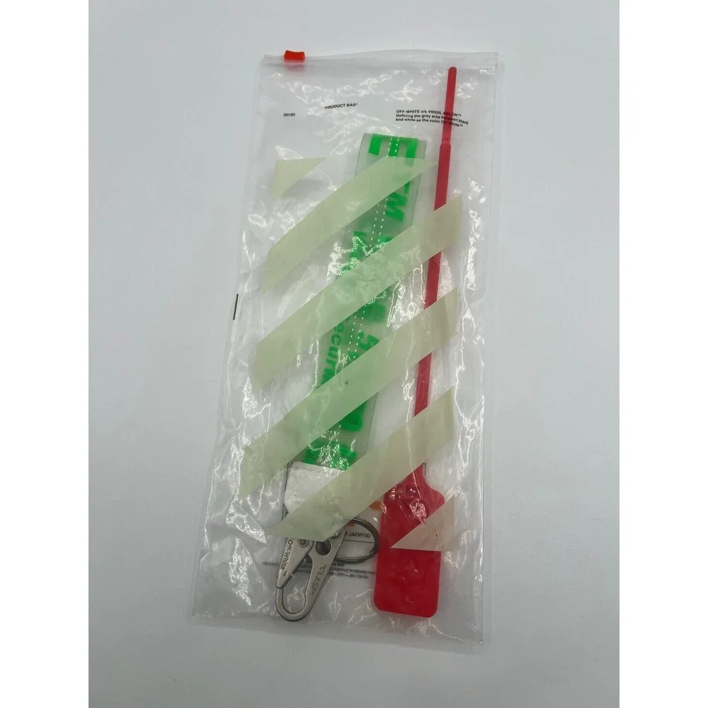 Off- White Industrial Lanyard Wristlet Green Keychain NWT